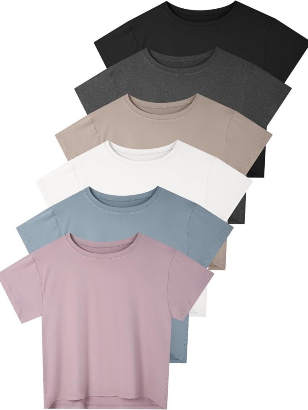 Women's Crop Top 4/6 Pack - Short Sleeve Athletic Workout Tee, Loose Fit